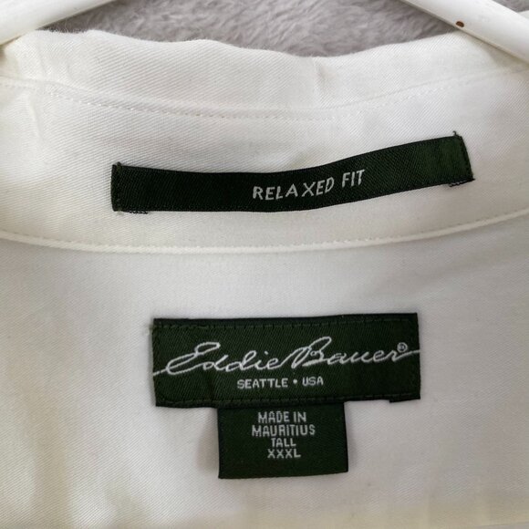 Eddie Bauer Mens Shirt 3XLT Relaxed Fit Cotton Short Sleeve Casual White - Picture 3 of 16